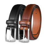 Load image into Gallery viewer, MILORDE Men's Leather Dress Belt 2Pack, Handmade, Genuine Leather, Fashion &amp; Classic Designs for Work Business and Casual
