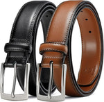 Load image into Gallery viewer, MILORDE Men's Leather Dress Belt 2Pack, Handmade, Genuine Leather, Fashion &amp; Classic Designs for Work Business and Casual
