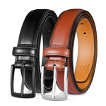 Load image into Gallery viewer, MILORDE Men's Leather Dress Belt 2Pack, Handmade, Genuine Leather, Fashion &amp; Classic Designs for Work Business and Casual
