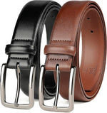 Load image into Gallery viewer, MILORDE Men's Leather Dress Belt 2Pack, Handmade, Genuine Leather, Fashion &amp; Classic Designs for Work Business and Casual
