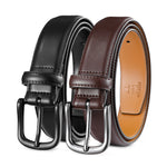 Load image into Gallery viewer, MILORDE Men's Leather Dress Belt 2Pack, Handmade, Genuine Leather, Fashion &amp; Classic Designs for Work Business and Casual
