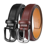 Load image into Gallery viewer, MILORDE Men's Leather Dress Belt 2Pack, Handmade, Genuine Leather, Fashion &amp; Classic Designs for Work Business and Casual
