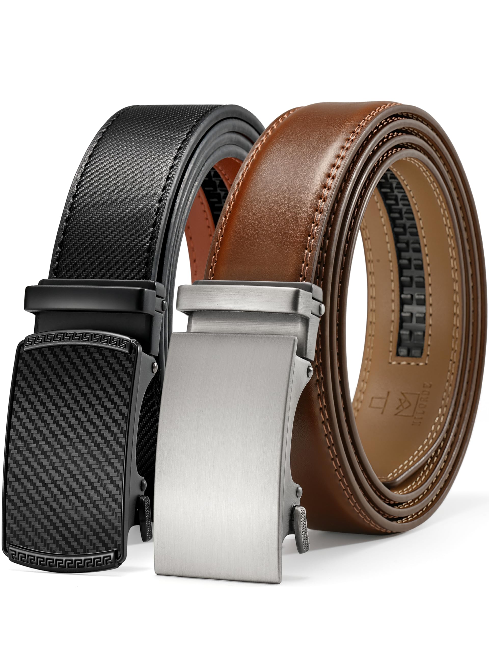 Men's 2Pack Ratchet Belt, Handmade, 100% Cow Leather, Fashion & Classic Designs for Work Business and Casual