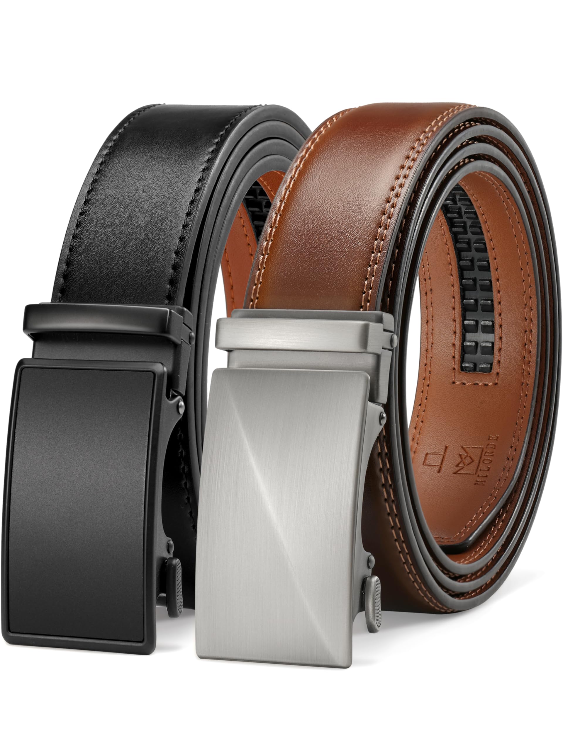 Men's 2Pack Ratchet Belt, Handmade, 100% Cow Leather, Fashion & Classic Designs for Work Business and Casual