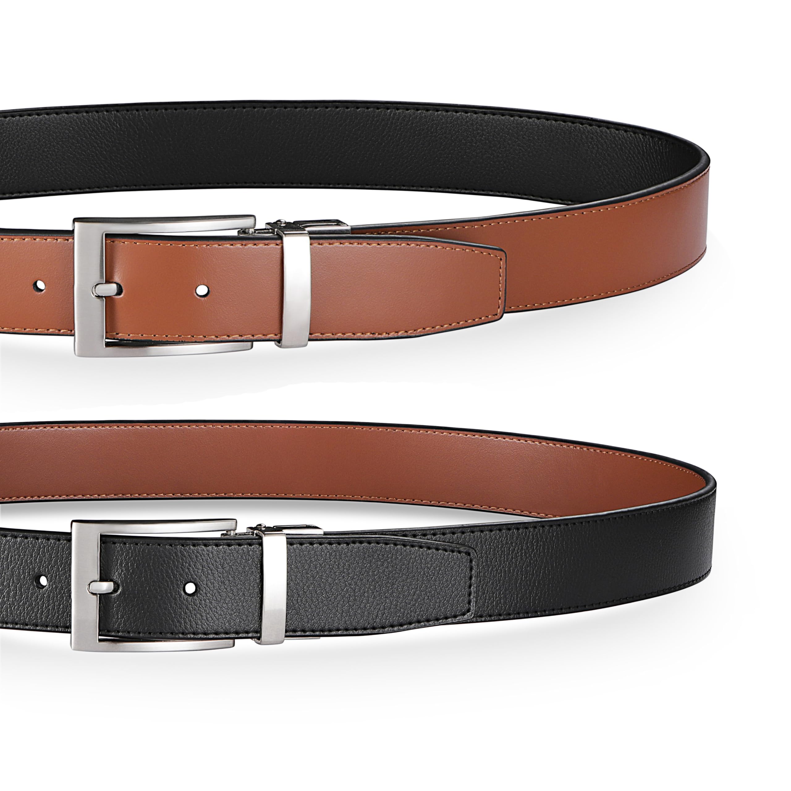 Men’s Reversible Leather Belt for Casual Golf Dress Pants Shirts, Double Style - 2 Sides
