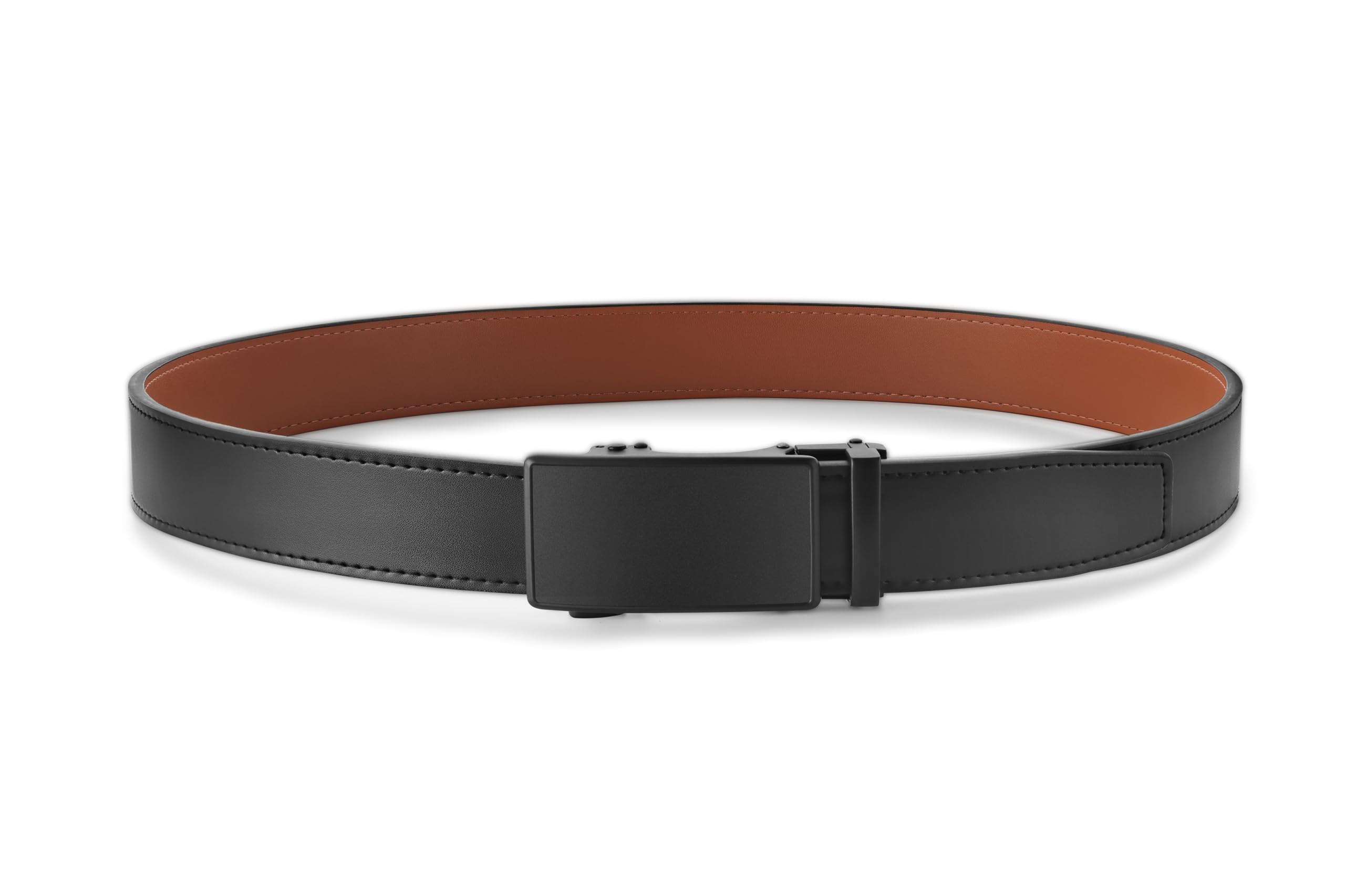 Men's Ratchet Leather Belt for Casual Golf Dress Pants Shirts, Adjustable Fit, Comfortable and Easy To Use （35mm）