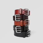 Load image into Gallery viewer, Men&#39;s Jean Leather Belt Double Prong, 35mm 100% Genuine Leather, Handmade, Classic Designs for Work and Casual
