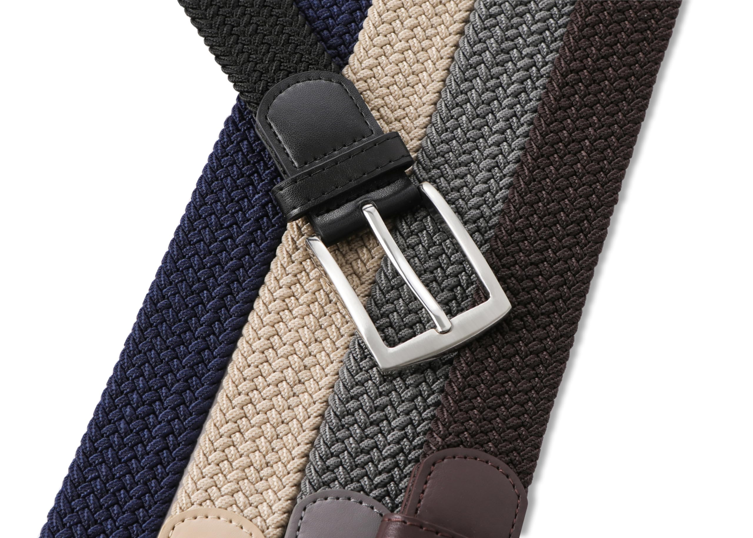 Stretch Belt 2Pack,Braided Canvas Woven Elastic Stretch Belts for Men/Women/Junior,Golf Outdoor Activities