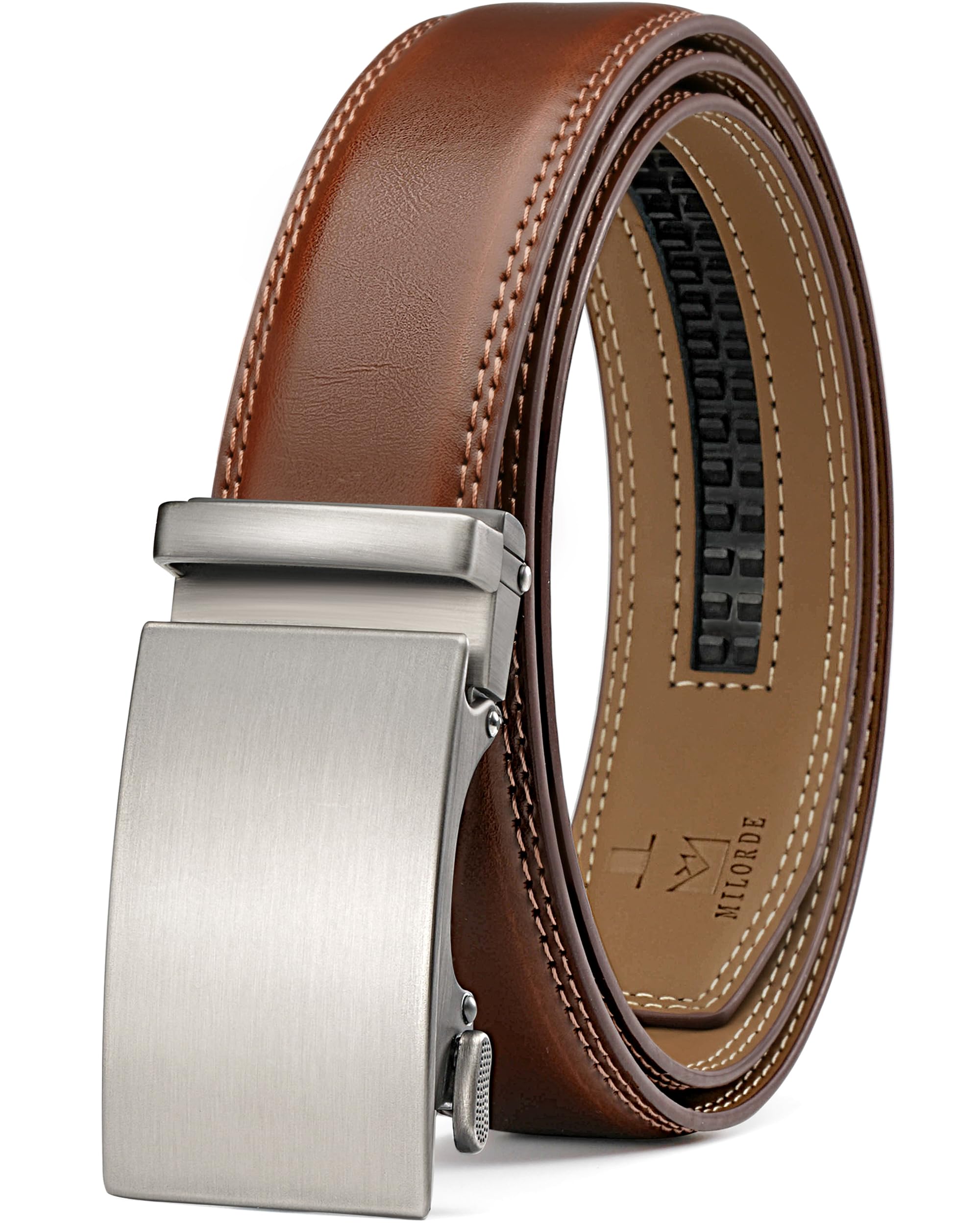 Men's Ratchet Leather Belt for Casual Golf Dress Pants Shirts, Adjustable Fit, Comfortable and Easy To Use （35mm）