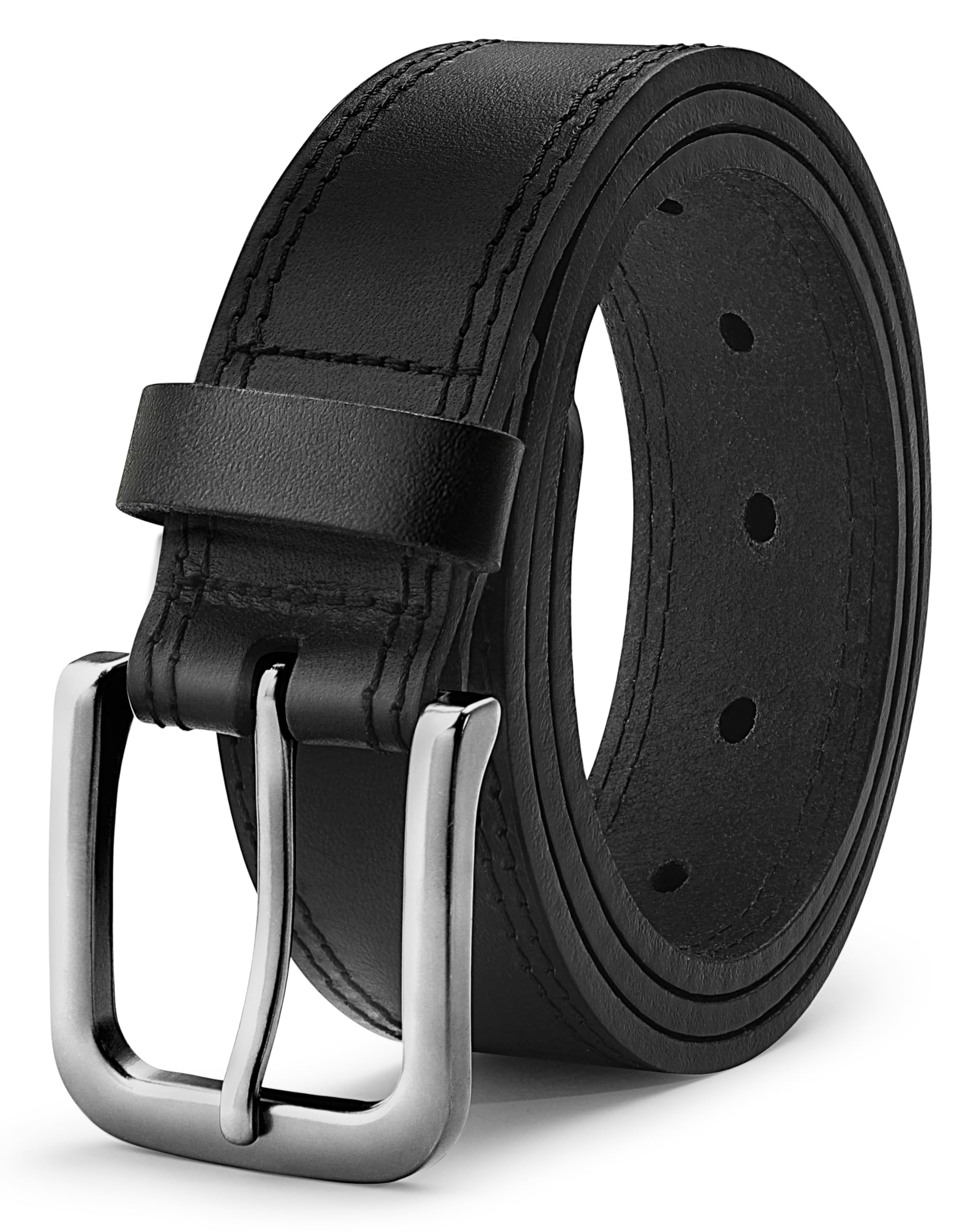 Men's Jean Leather Belt, 35mm 100% Genuine Leather, Handmade, Classic Designs for Work and Casual