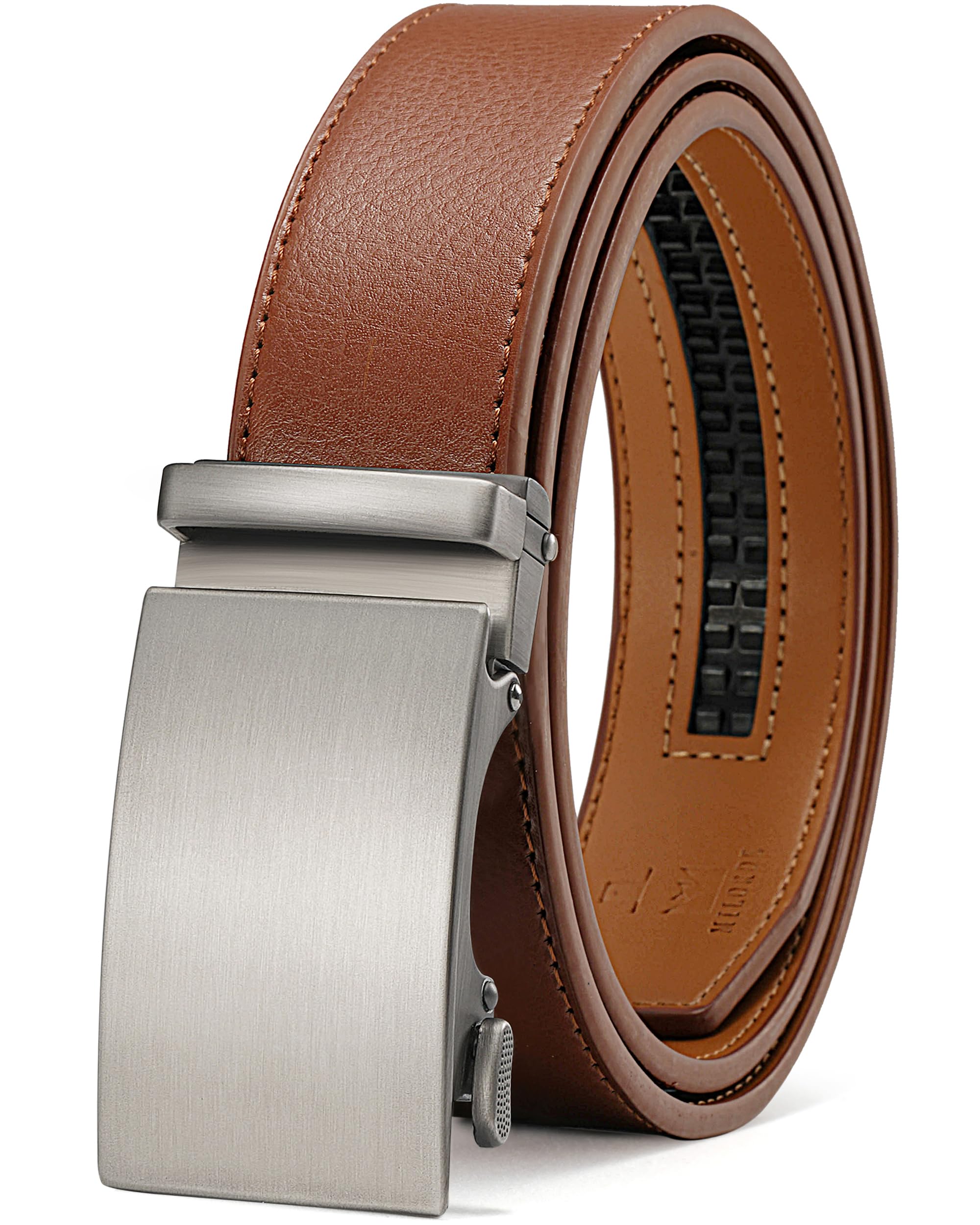 Men's Ratchet Leather Belt for Casual Golf Dress Pants Shirts, Adjustable Fit, Comfortable and Easy To Use （35mm）