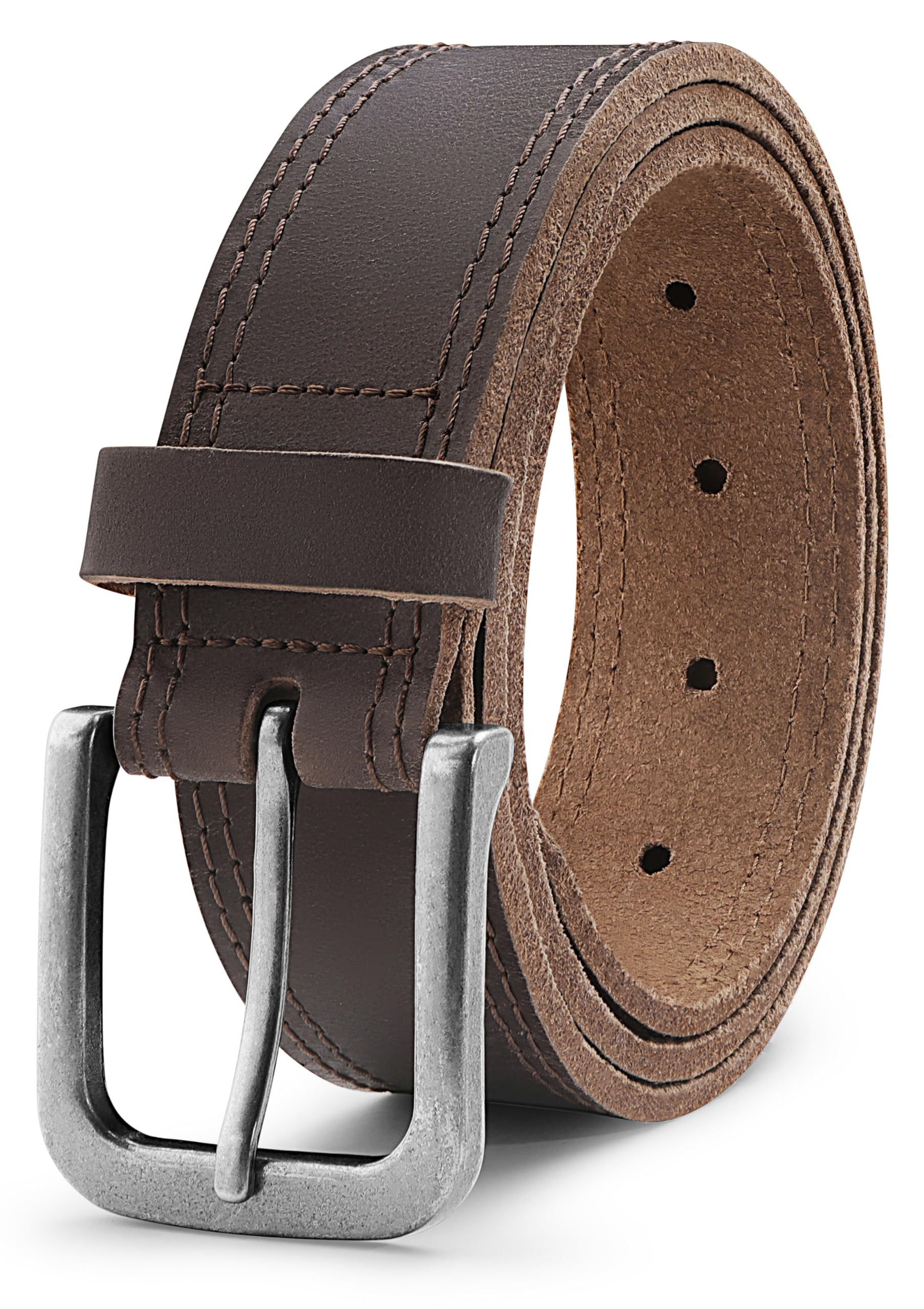 Men's Jean Leather Belt, 35mm 100% Genuine Leather, Handmade, Classic Designs for Work and Casual