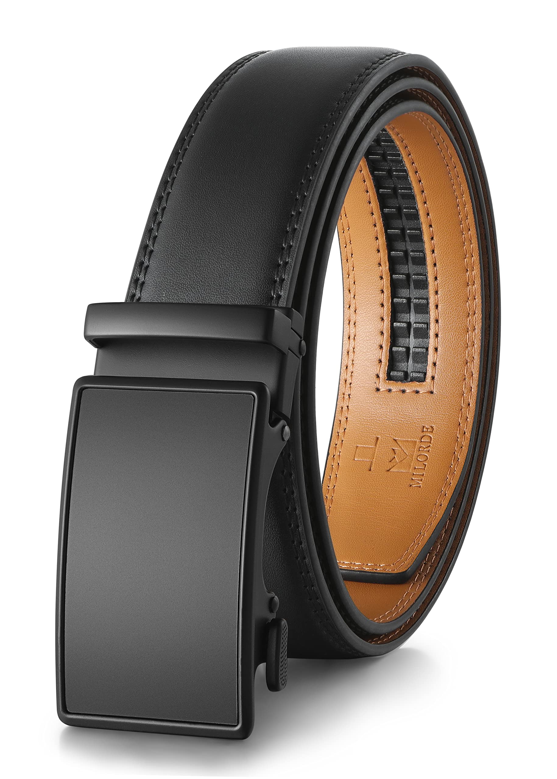 Men's Ratchet Leather Belt for Casual Golf Dress Pants Shirts, Adjustable Fit, Comfortable and Easy To Use （35mm）