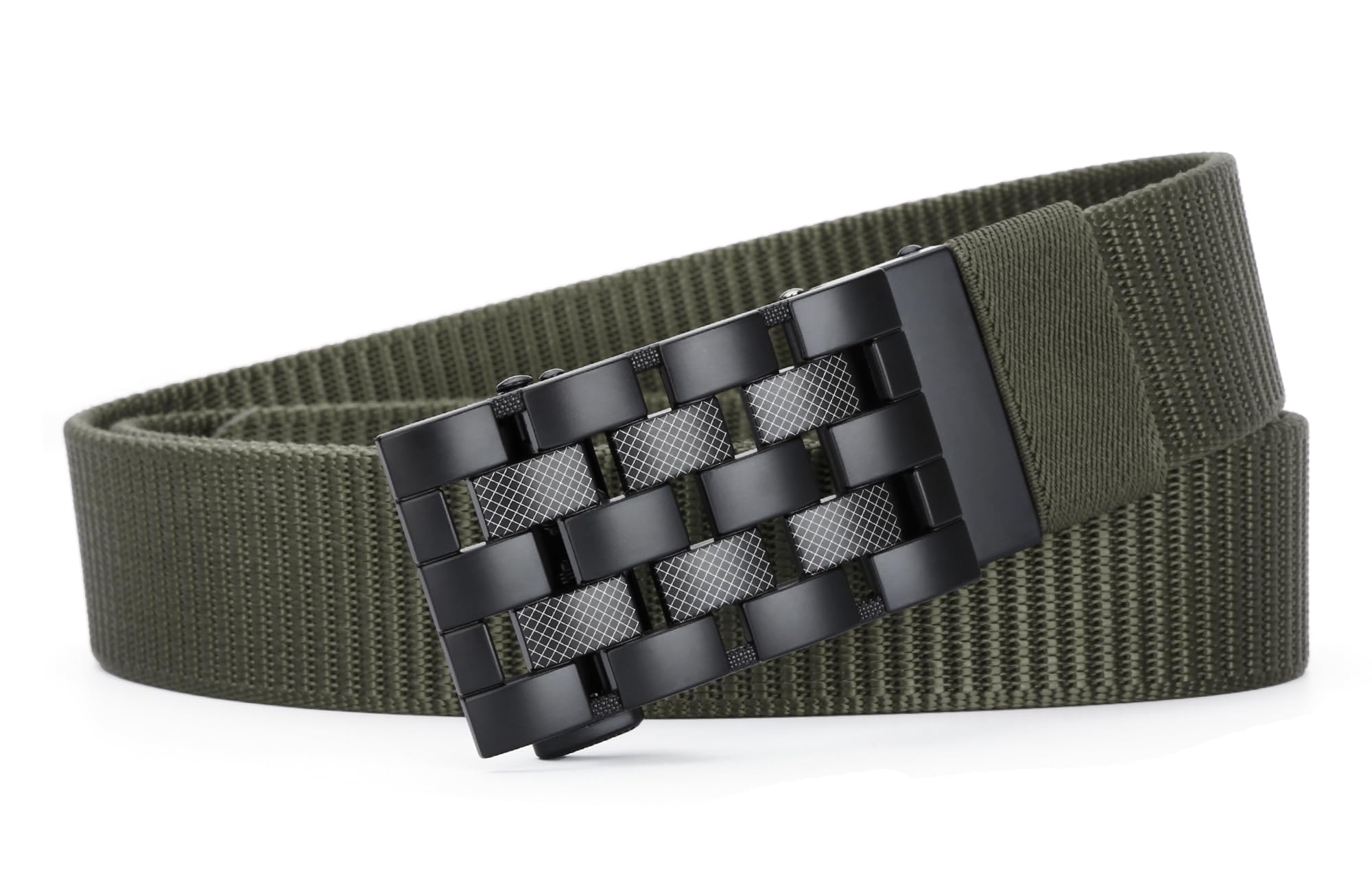 Men's Ratchet Nylon Web, 35MM, Dressy Casual Work Belt with Automatic Buckle Quick Release, Full Adjustable