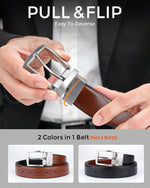 Load image into Gallery viewer, MILORDE Reversible Belt for Men - Adjustable Size - Premium Leather - Double Style in One Belt
