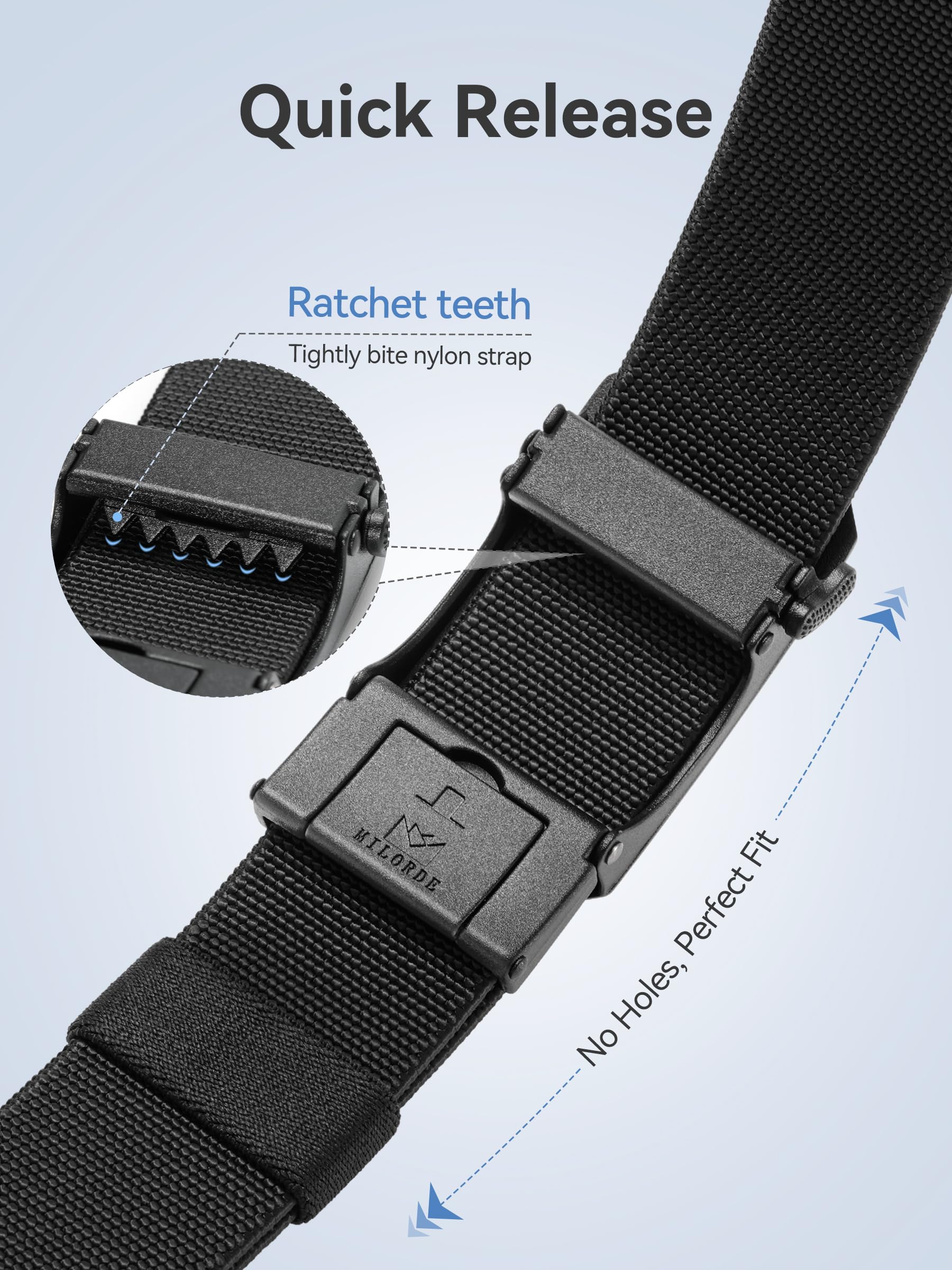 Men's 2Pack Nylon Ratchet Belts, 1.38" Casual Web Click Belt for Jeans, Business Dress, Adjustable Trim to Fit