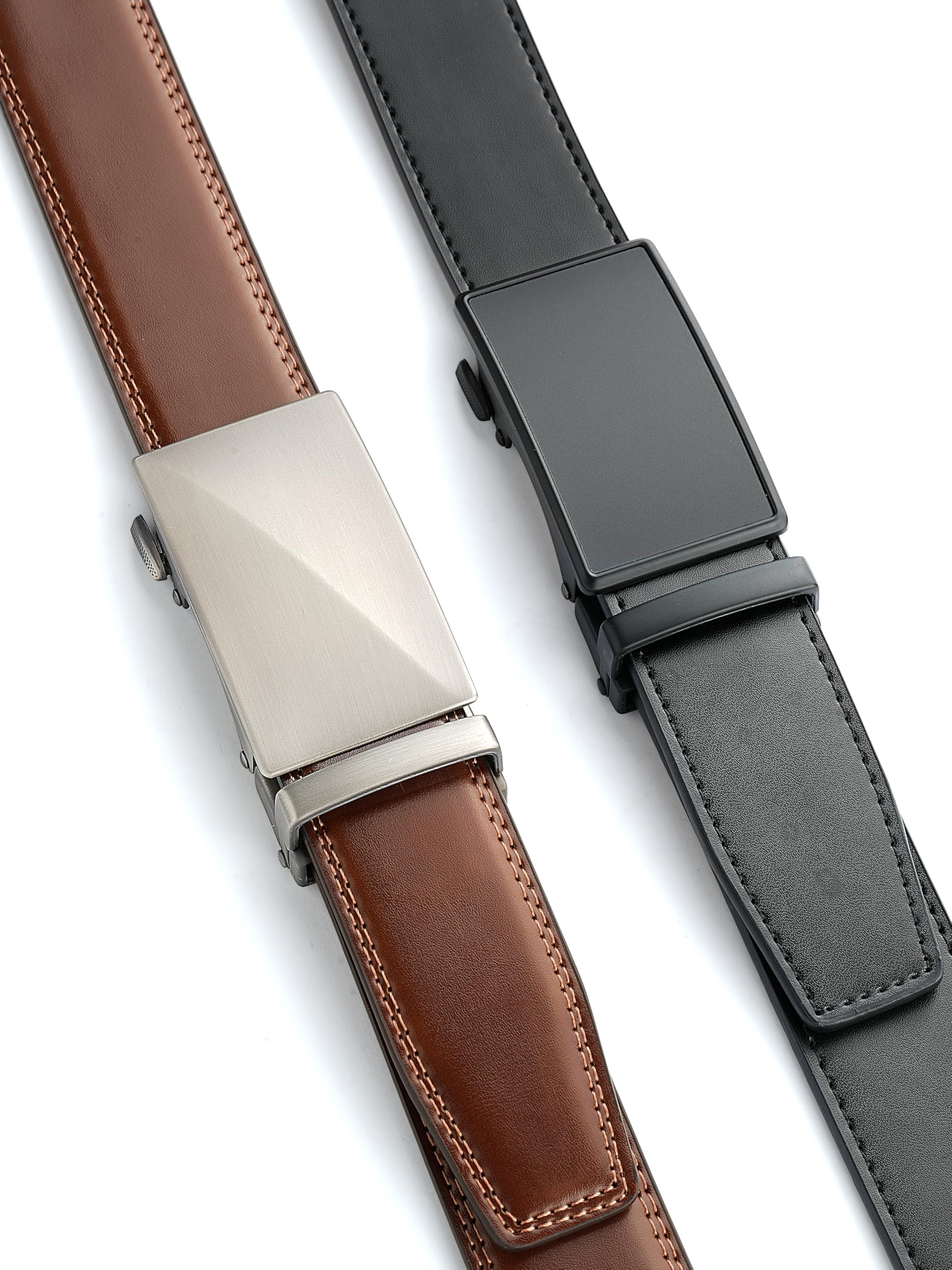 Men's 2Pack Ratchet Belt, Handmade, 100% Cow Leather, Fashion & Classic Designs for Work Business and Casual