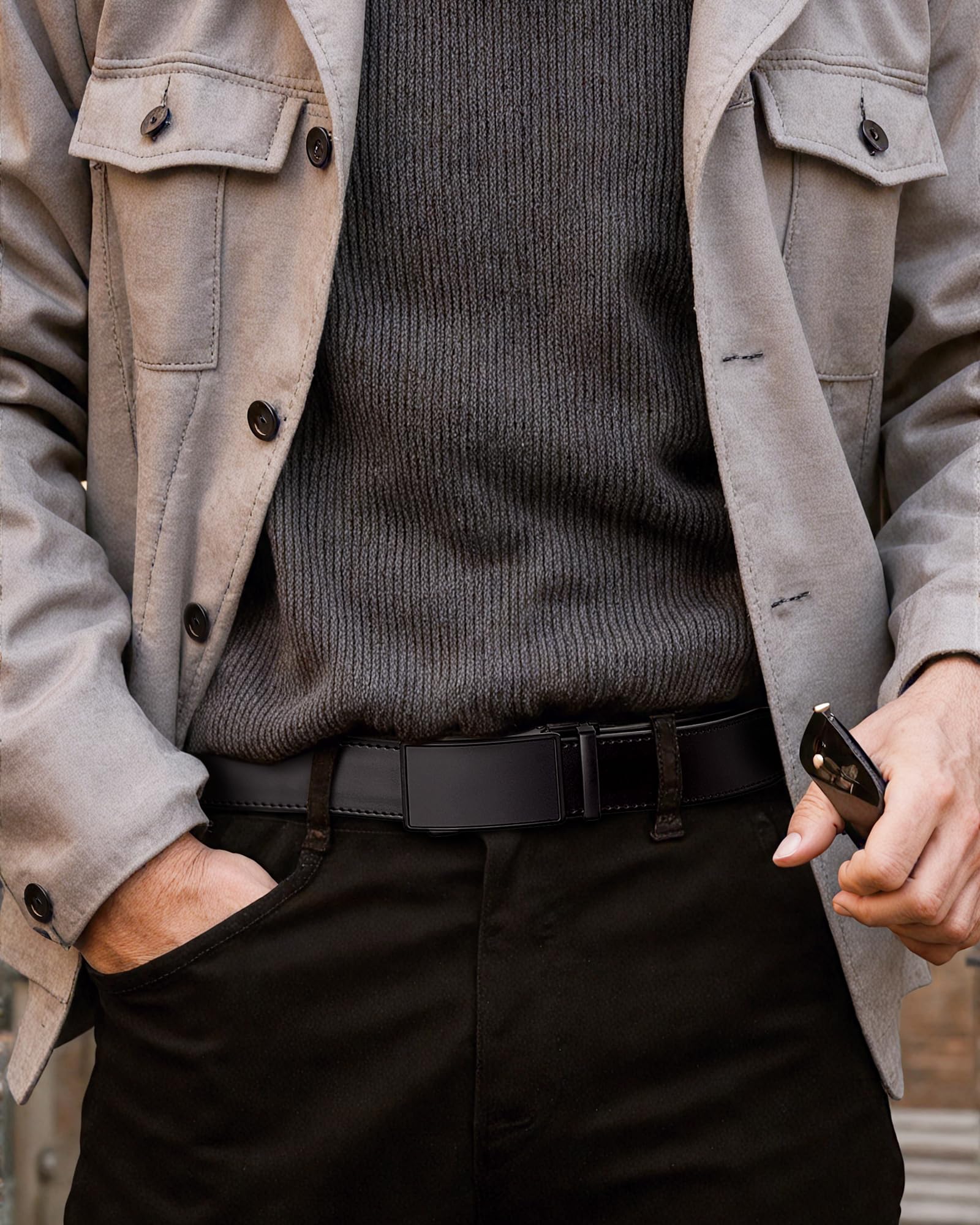 Men's 2Pack Ratchet Belt, Handmade, 100% Cow Leather, Fashion & Classic Designs for Work Business and Casual