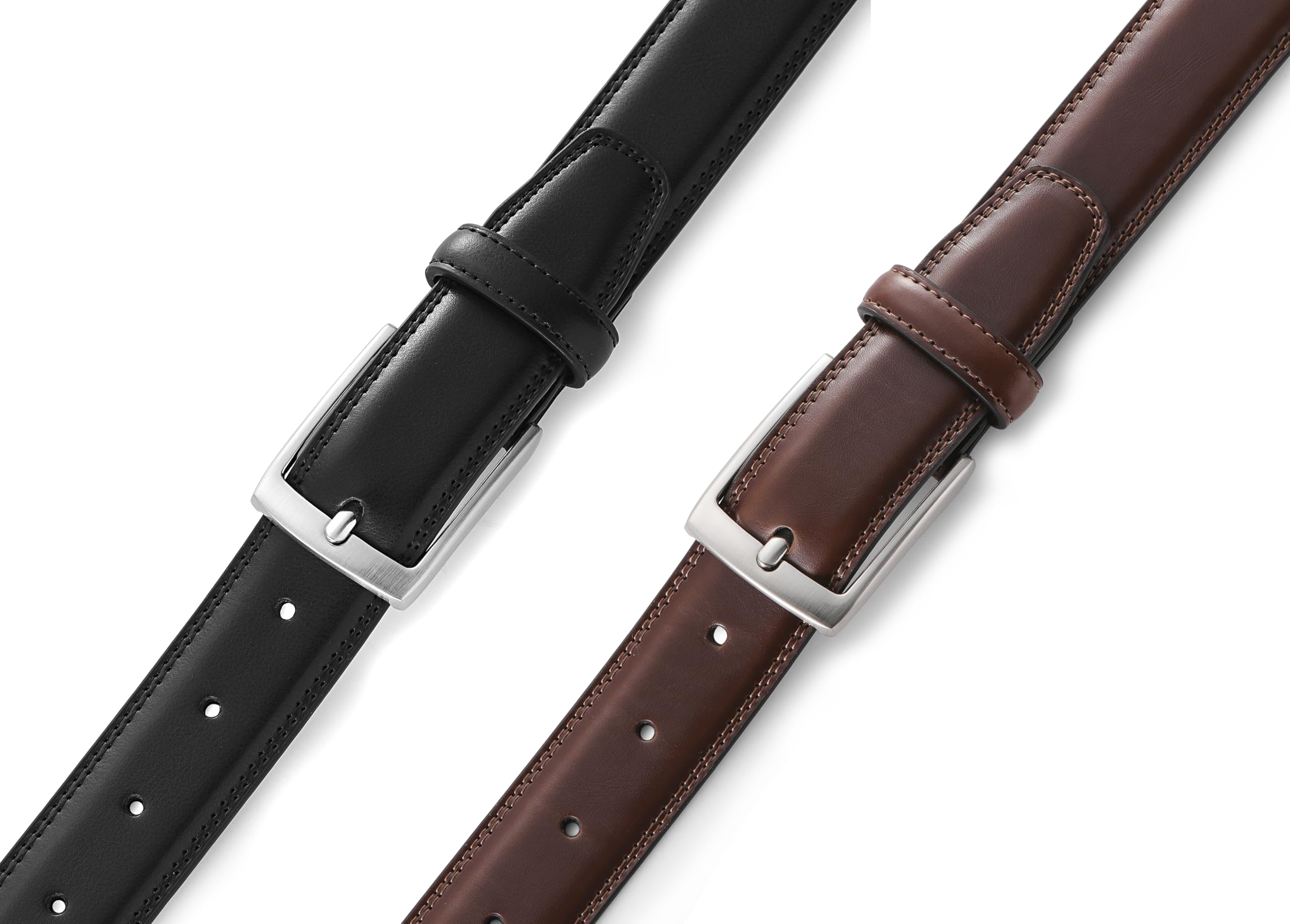 Men's Leather Dress Belt 2Pack, Handmade, Genuine Leather, Fashion & Classic Designs for Work Business and Casual