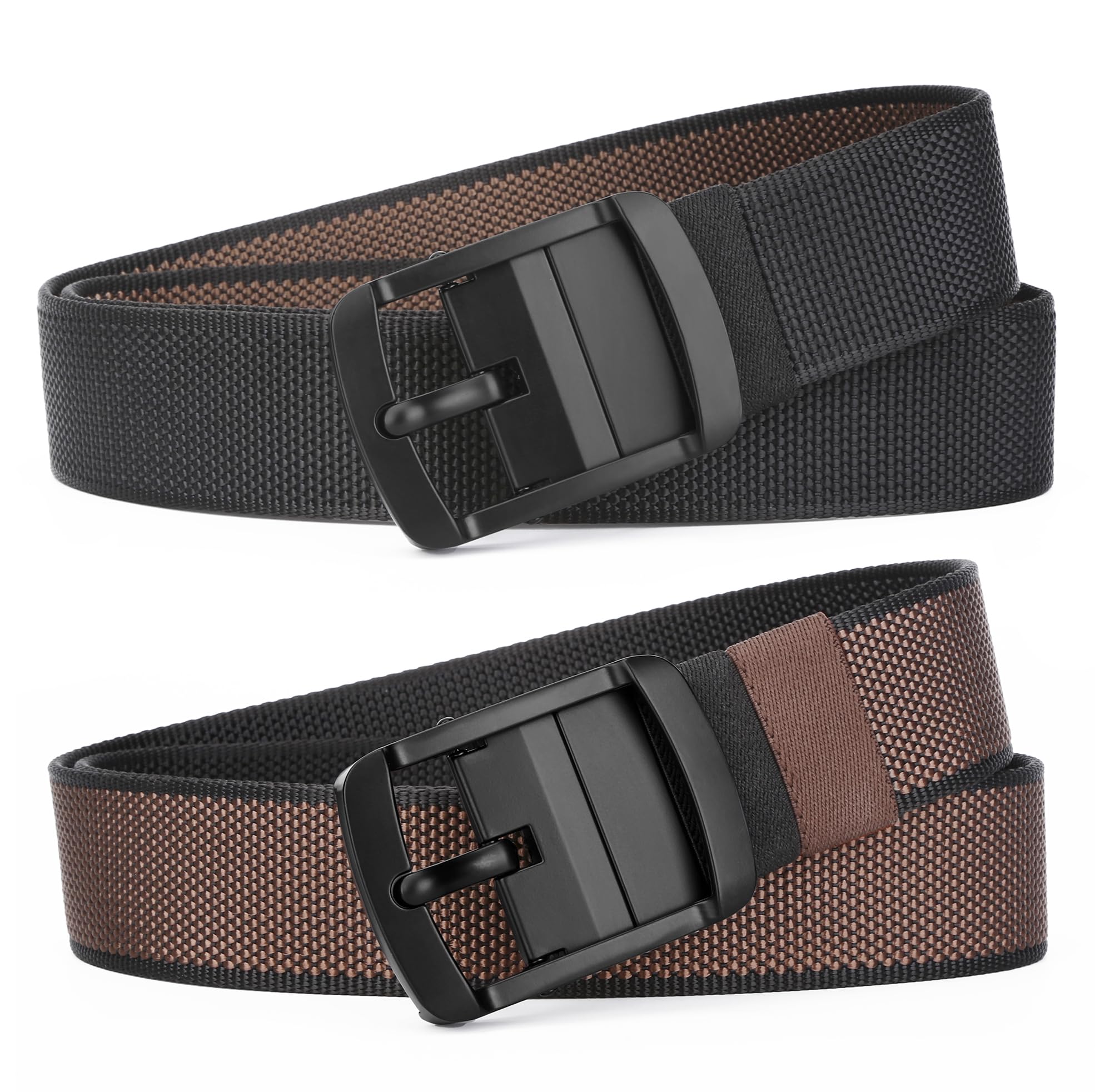 Men's Reversible Nylon Web, 35MM, Dressy Casual Work Belt with Automatic Buckle Quick Release, Full Adjustable