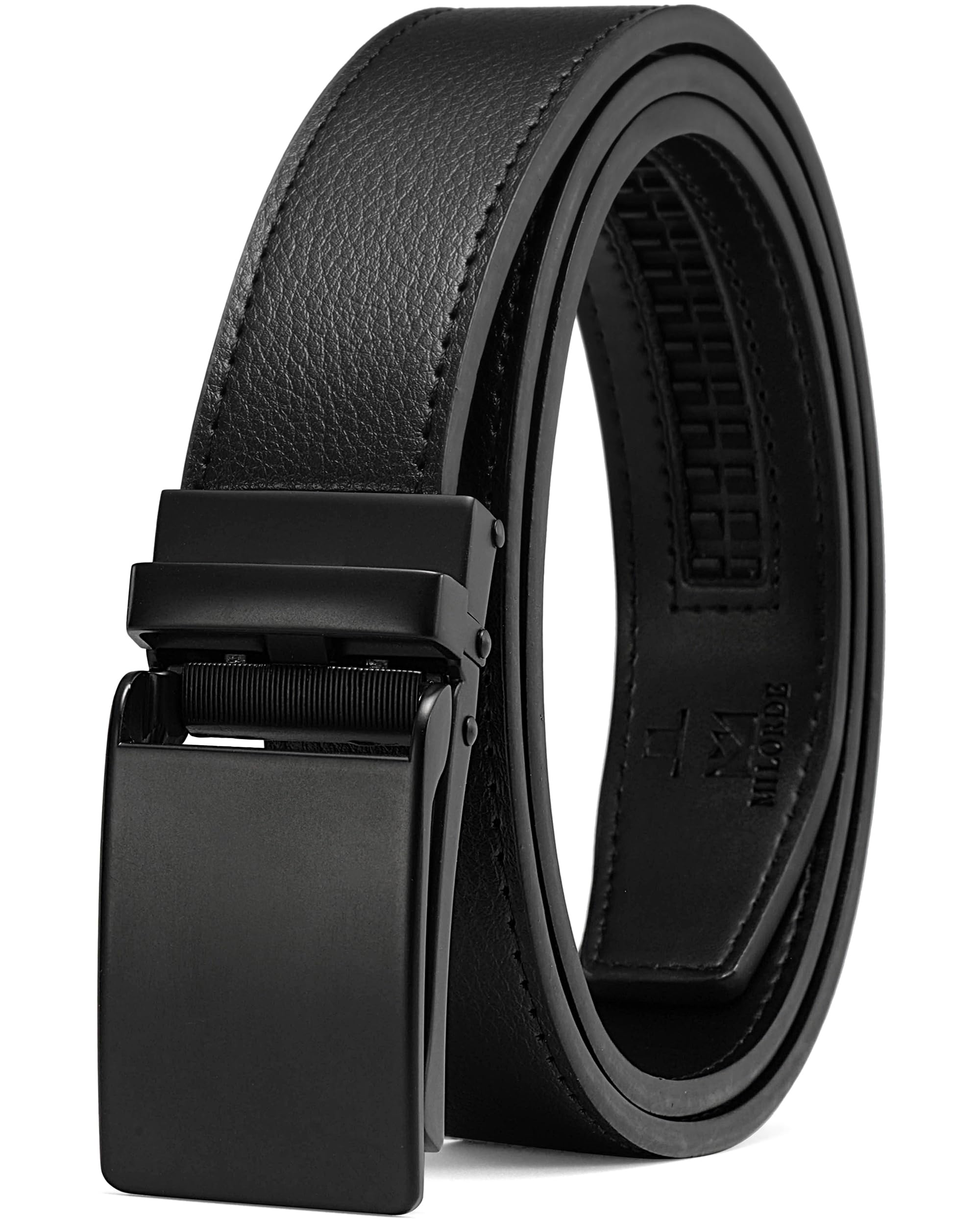 Men's Ratchet Leather Belt for Casual Golf Dress Pants Shirts, Adjustable Fit, Comfortable and Easy To Use （35mm）