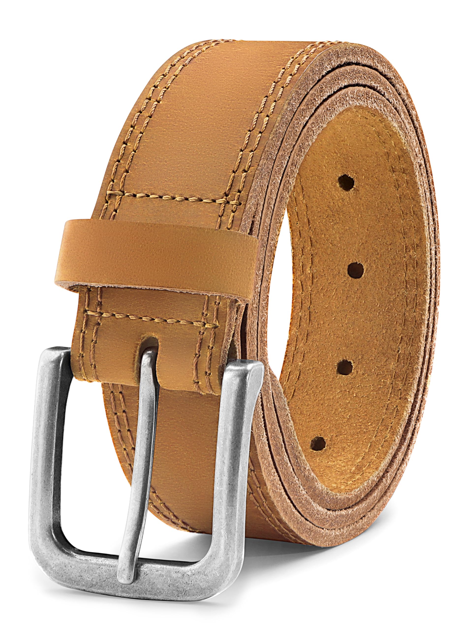 Men's Jean Leather Belt, 35mm 100% Genuine Leather, Handmade, Classic Designs for Work and Casual