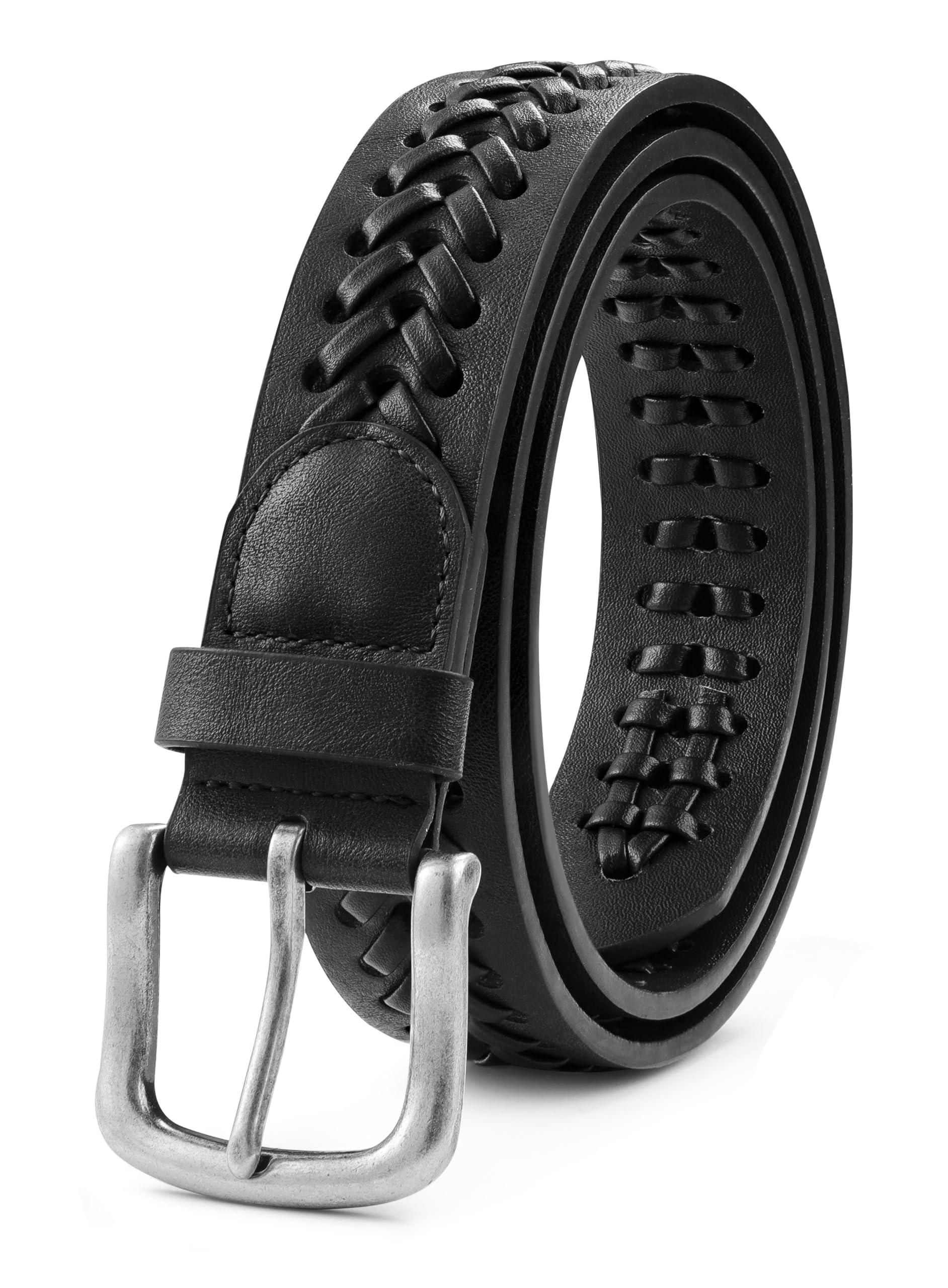 Leather Braided Belts for Men, Handmade, Causal Woven Leather Jeans daily wear