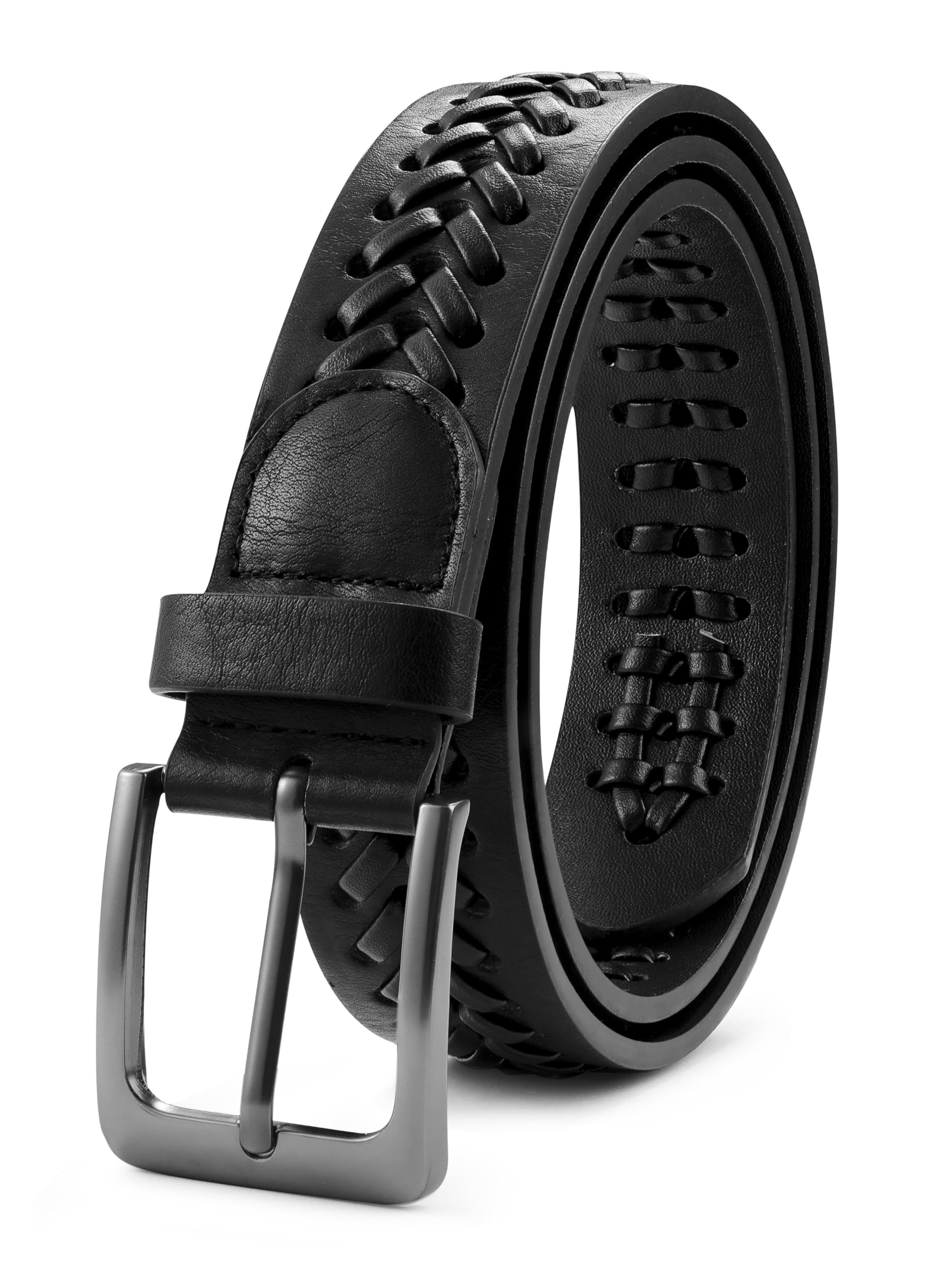 Leather Braided Belts for Men, Handmade, Causal Woven Leather Jeans daily wear